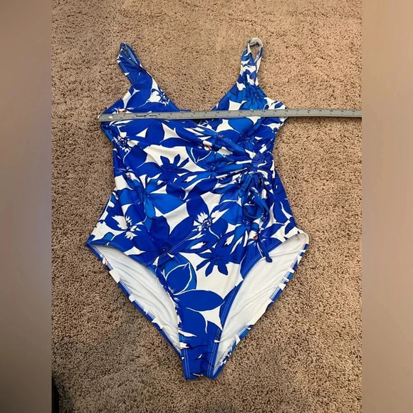 Floral Blue Women's One Piece Swimsuit - Picture 12 of 12